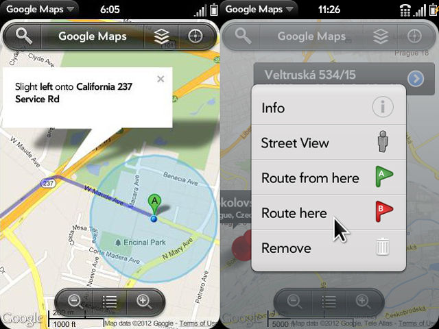 Google Maps for webOS homebrew screenshots 640