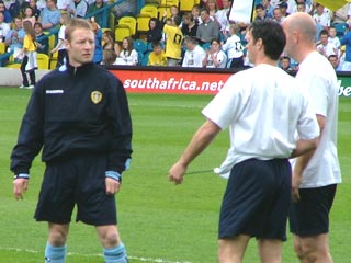 Batty, Speed and McAllister together again at Radebe's testimonial. 