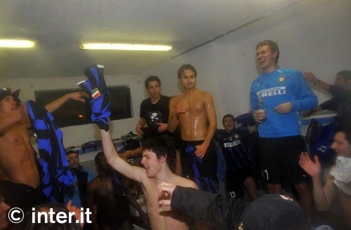 The Primavera squad celebrate their Carnival Cup win 2008