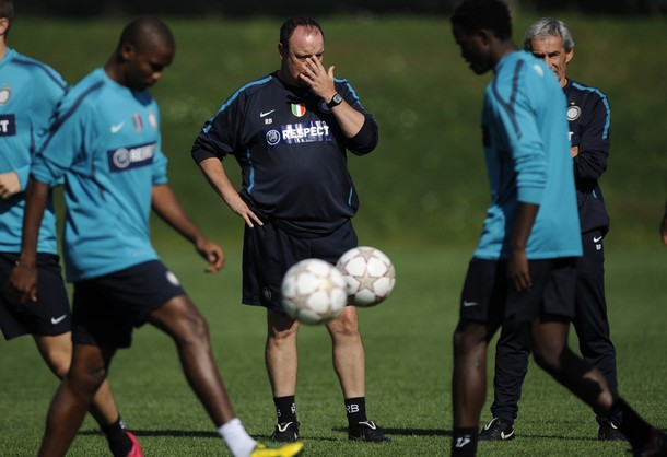 Benitez has a fine pair of balls... Soccer balls!