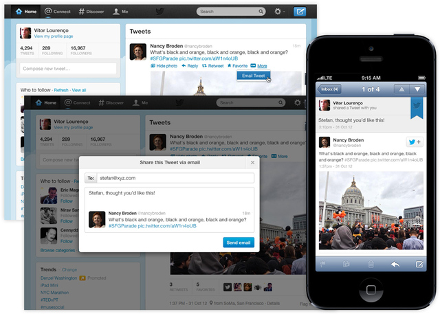 Twitter email sharing screenshot